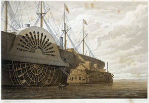 La vieille frégate avec sa cargaison de câble à côté du « Great Eastern » à Sheerness - dans « Le télégraphe atlantique » par W. H. Russel, ca. 1860 - Unknown artist