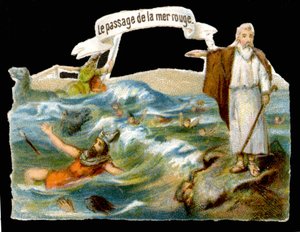 Le passage de la mer Rouge (Moïse) - Chromolithographie du 19ème siècle - Unknown artist