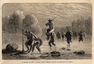 Le passage du gué, les Indiens Siriniris, proposent spontanément de porter sur leurs épaules les membres de l