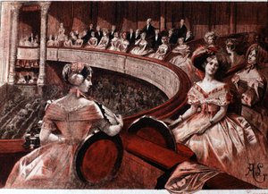 Le public dans un balcon au théâtre - Unknown artist