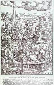 La table ronde des vices : jeu, avidité, luxure, orgueil... - Gravure de 1546 - Unknown artist