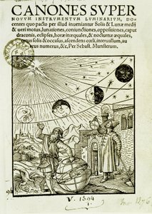 Les mouvements du soleil et de la lune observés par les astronomes - frontispice du livre «Super Canones»