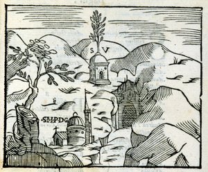La tombe de Virgile (70 av. J.-C. - 19 av. J.-C.) à Pouzzoles. Xylographie d