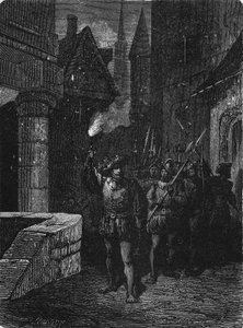 La garde aux flambeaux dans les rues de Paris au XVIIe siècle. Dans "Album de la Science", Éditions Jouvet. - Unknown artist