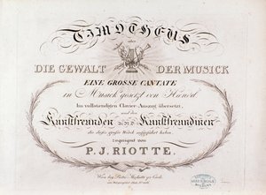 Page de titre de la partition musicale de Timotheus par G F Handel (1812)
