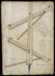 Machine de mesure de tour - Manuscrit : feuille de parchemin d