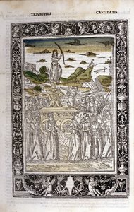 Triomphe de la Chasteté de Pétrarque (Francesco Petrarca). Miniature sd. Bibl. Trivulziana, Milan - Unknown artist