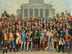 Panthéon universel des principaux hommes célèbres, chromolithographie de Sauvage