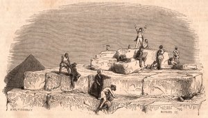 Vue du sommet de la Grande Pyramide de Khéops : un groupe d