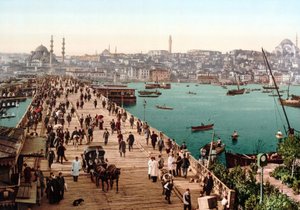 Vue de Constantinople (Église Sainte-Sophie (Hagia Sophia) et le pont).