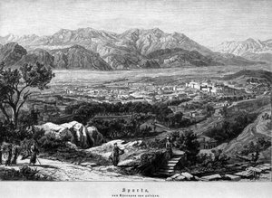 Vue de Sparte. Gravure du XIXe siècle.