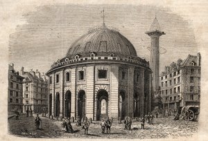 Vue de la halle au blé à Paris et de la colonne Médicis (gravure début XIXe siècle) - Unknown artist