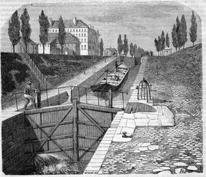 Vue du canal Saint-Martin aux environs de Paris