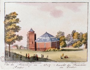 Vue du parc du Prater à Vienne. Autriche. Gravure de 1815 Collection privée