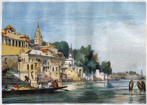 Vue du Sutti Chowra Ghat sur le Gange, à Cawnpore (Kanpur), Inde en 1857.