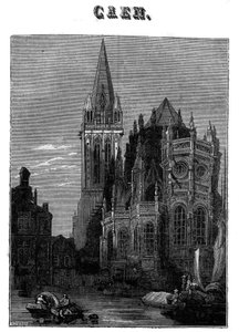 Vue de la ville de Caen en Normandie au 19ème siècle.