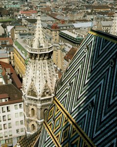 Vue du toit en tuiles vernissées de la cathédrale