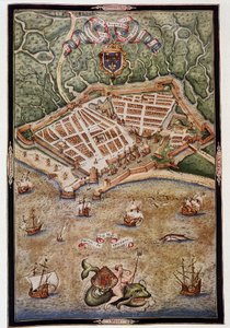 Vue du port du Havre en 1583 - d