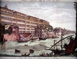Vue du port de Ripa Grande sur le Tibre (gravure)
