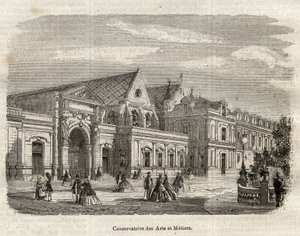 Vue du Conservatoire des Arts et Métiers (Cnam) à Paris, rue Saint Martin à Paris - gravure dans « Dictionnaire populaire illustré » - 1864 - par Joseph Décembre et Edmond Allonier - Unknown artist