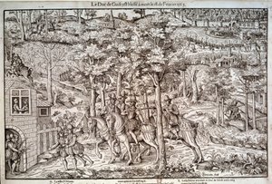 Guerres de religion 1562-1598 : Assassinat de François Ier de Lorraine (1519-1563) deuxième duc de Guise le 18/02/1563. Chef catholique, il fut tué par le calviniste Jean de Poltrot de Méré ou Méréy. Gravure du XVIe siècle - Unknown artist