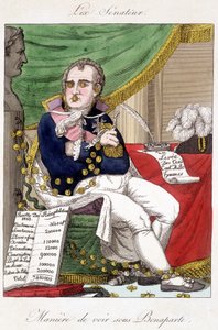 Vue sous Bonaparte : dépenses militaires - caricature