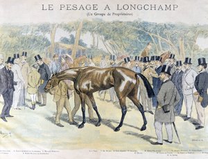 Pesée à Longchamp et un groupe de propriétaires de chevaux - Unknown artist