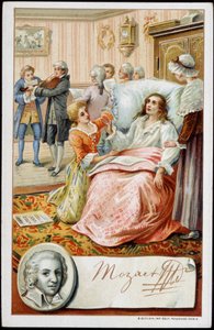 Wolfgang Amadeus Mozart (1756-1791) dans les derniers jours de sa vie. Chromolithographie du 19ème siècle - Unknown artist