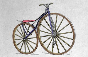 Modèle de vélocipède en bois. Pierre Michaux, inventeur de la pédale au début des années 1860.