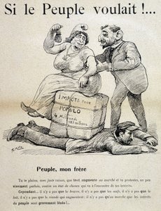 Ouvrier écrasé par « impôts pour le peuple » - caricature, fin XIXe siècle - Unknown artist