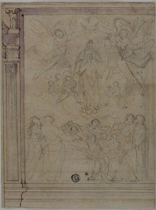 Assomption de la Vierge (recto) ; Esquisses de détails architecturaux (verso)