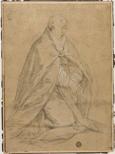 Saint ecclésiastique agenouillé - Unknown Florentine