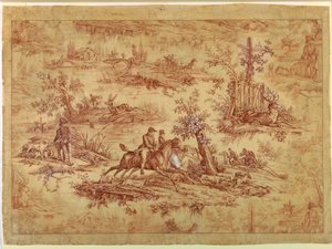 Dessin, caricature pour textile imprimé en coton, La Route de Jouy, après 1815 - Unknown artistUnknown artist