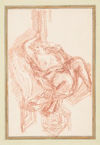 Dessin, détail du plafond avec une figure masculine ailée, vers 1759-70 - Unknown artistUnknown artist