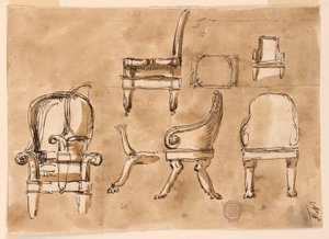 Dessin, Chaises, vers 1800 - Unknown artistUnknown artist
