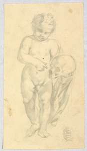 Dessin, enfant portant un crâne, 16-19ème siècle - Unknown artistUnknown artist