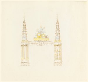 Dessin, cheminée, mur ouest de la salle de musique, vers 1820 - Unknown artistUnknown artist