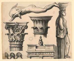 Dessin, détails architecturaux classiques et pseudo-classiques, vers 1840 - Unknown artistUnknown artist