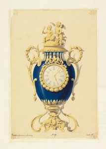 Dessin, horloge placée dans une porcelaine, vers 1855 - Unknown artistUnknown artist