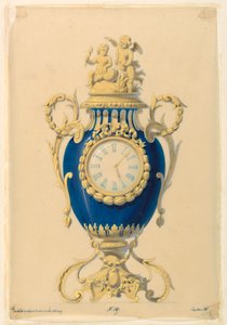 Dessin, horloge placée dans une porcelaine, vers 1855 - Unknown artistUnknown artist