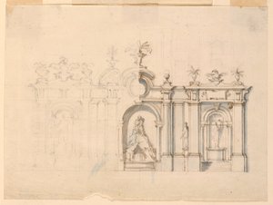 Dessin, Colonnade avec fontaine, vers 1770