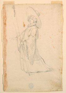 Dessin, création de costumes : Une jeune fille en tenue fantastique pour un ballet, vers 1720 - Unknown artistUnknown artist