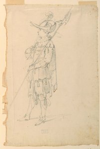 Dessin, création de costumes : Un hallebardier pour un ballet, vers 1720 - Unknown artistUnknown artist