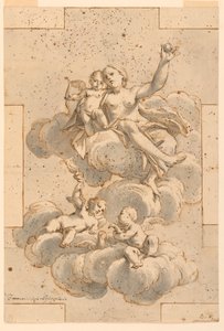 Dessin, projet pour une peinture de plafond, Vénus, Cupidon et Putti, 1700-29 - Unknown artistUnknown artist