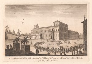 Vue en perspective du Quirinal ou Palais du Pape, sur le mont Cavalle à Rome