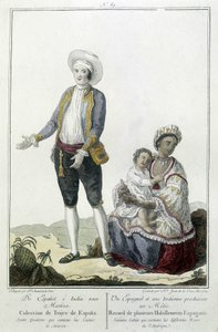 Un Espagnol et une Indienne donnent naissance à un Métis - gravure