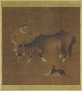 Un Tartar, un cheval émacié et un chien - Unknown artist