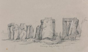 Vue de Stonehenge avec deux figures au premier plan