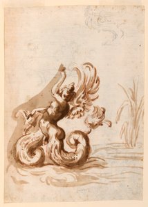 Un hermaphrodite ailé et esquisses pour un bol - Unknown artist