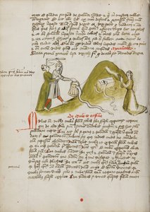 Une femme en prière et un serpent sur un monticule proche ; un homme essayant de tuer un serpent avec une hache